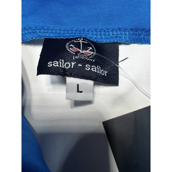 Sailor Sailor White 1/4 Zip Bright Blue Collar Sz LG UPF 50+ Performance Top NWT - Picture 2 of 12